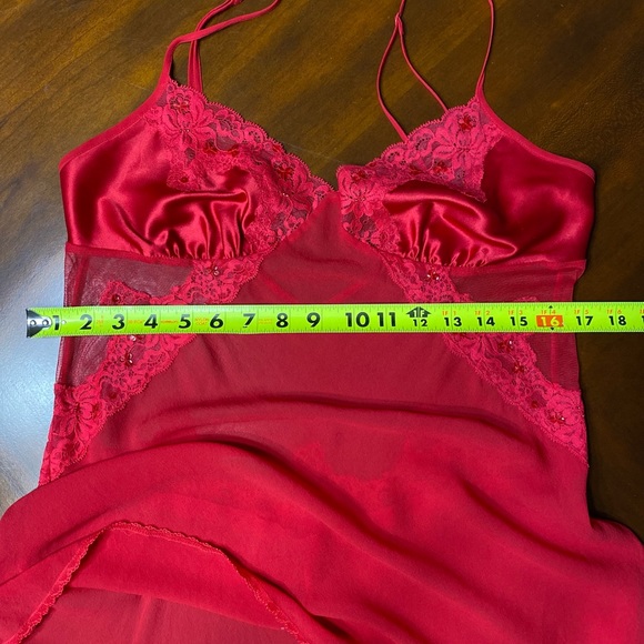 Victorias Secret Red Silk Slip Dress with Sequins  Medium - Picture 7 of 9